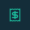 Green icon of a receipt with a dollar sign on a dark blue background.