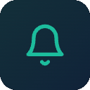 Notification bell icon with a small dot below it indicating an alert.