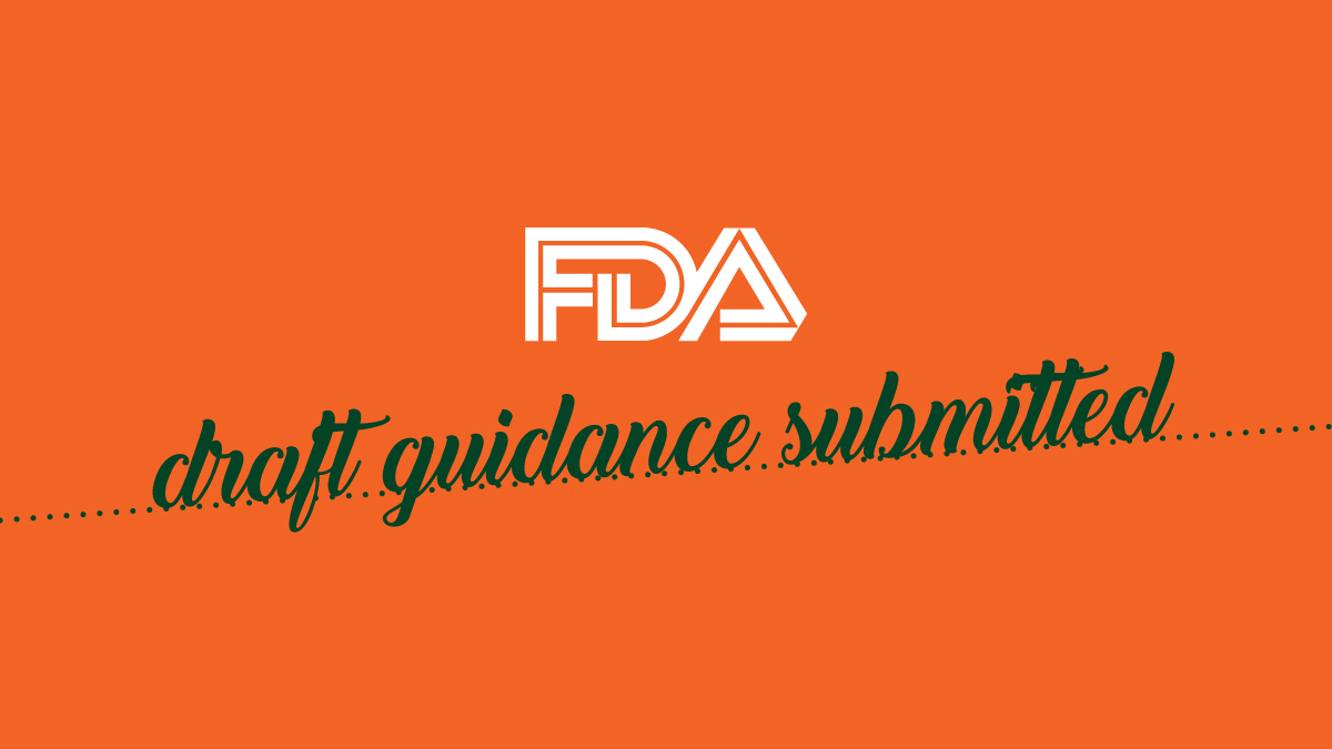 This banner is in Dark Horse colors and says: FDA draft guidance submitted