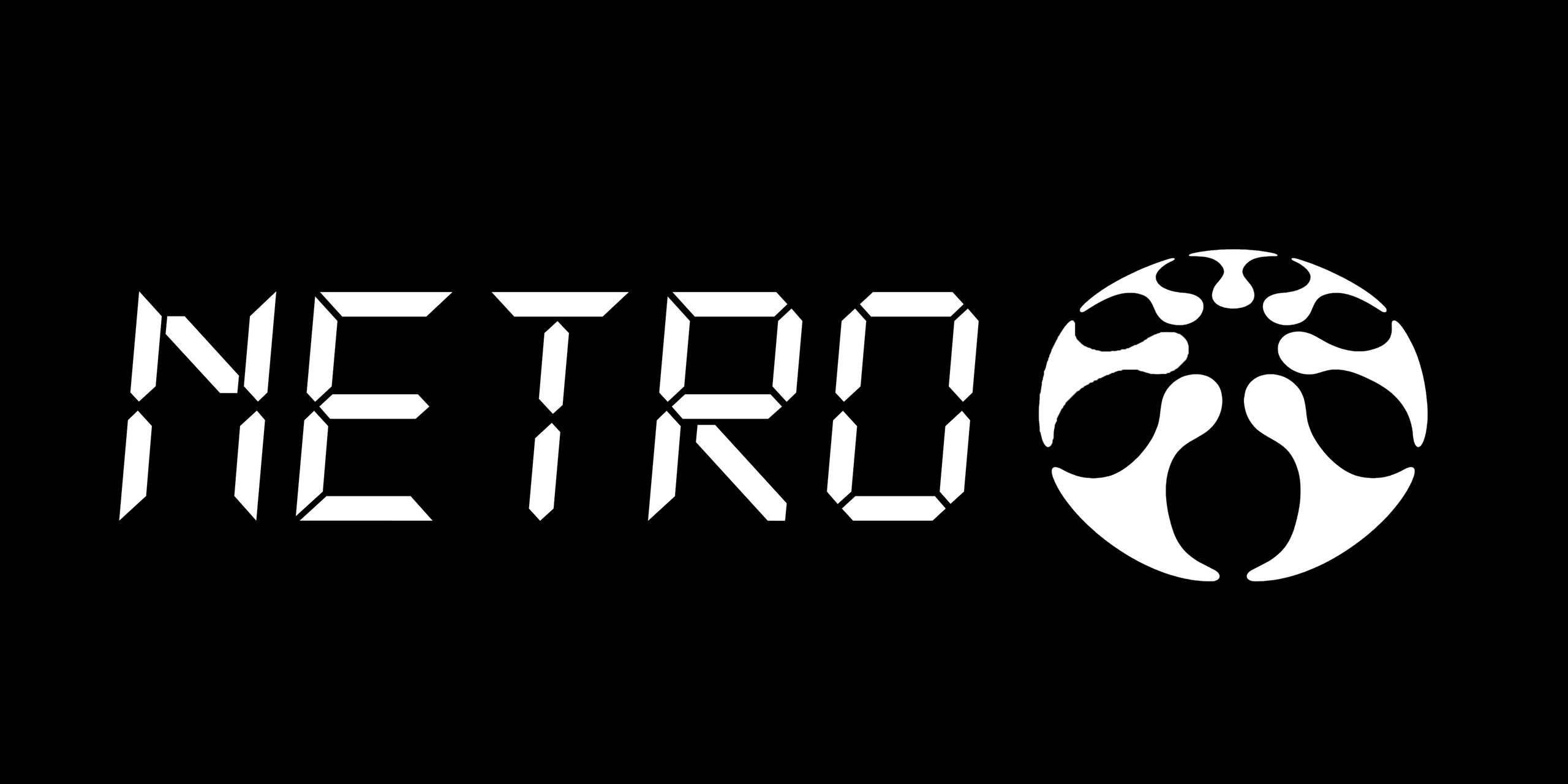 The word 'NETRO' in a digital-style font next to a circular abstract logo with symmetrical organic shapes inside.