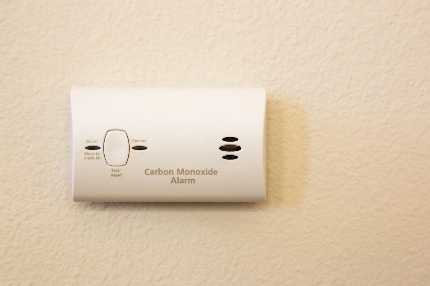 Carbon monoxide detector mounted on a wall.
