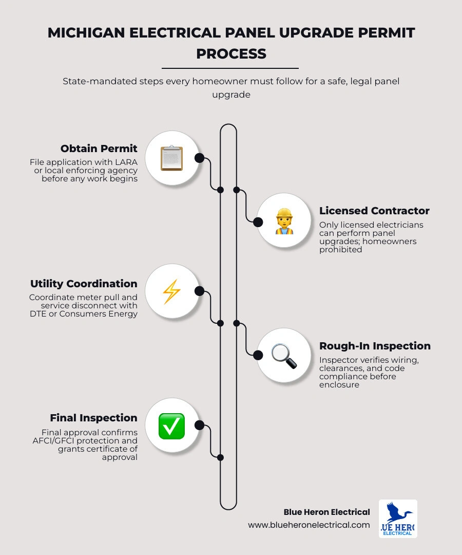 Michigan electrical panel permit and inspection workflow infographic infographic