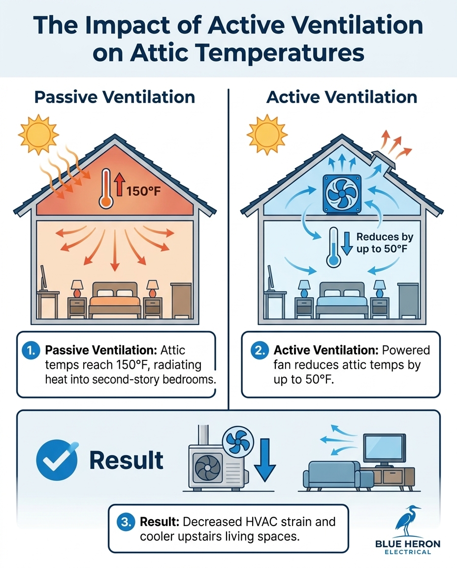 The Impact of Active Ventilation on Attic Temperatures