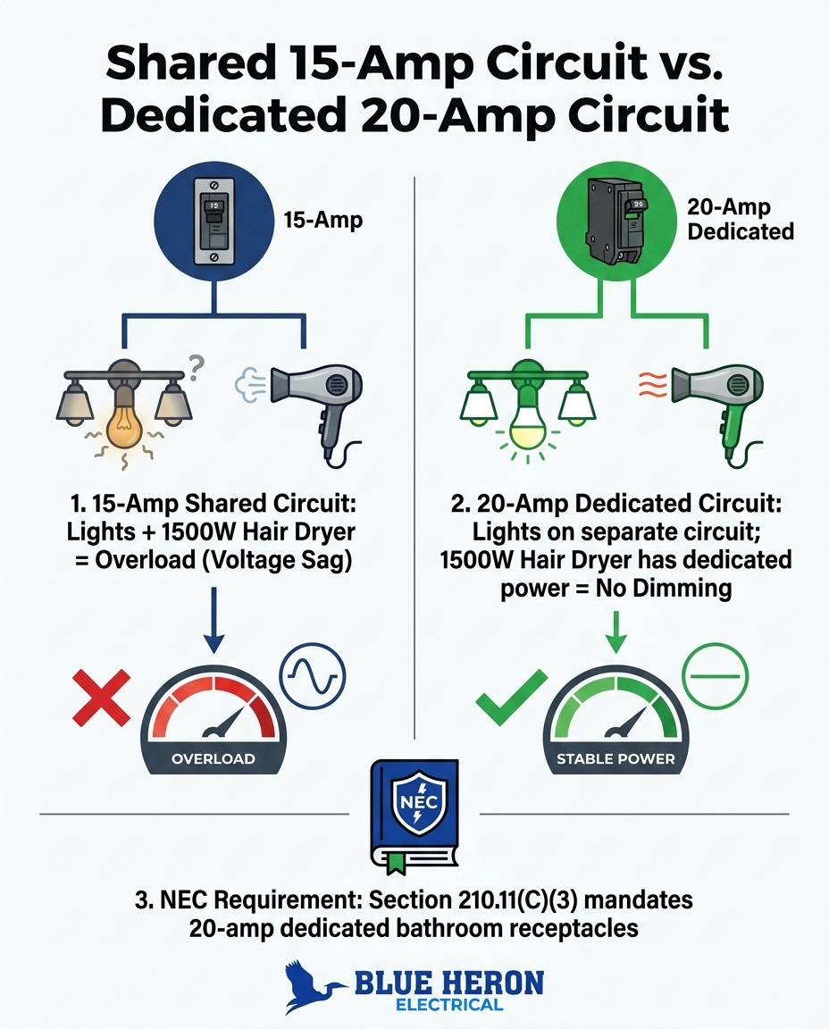 Shared 15-Amp Circuit vs. Dedicated 20-Amp Circuit