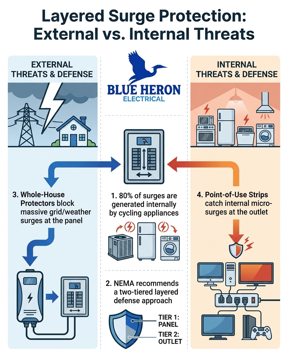 Layered Surge Protection: External vs. Internal Threats
