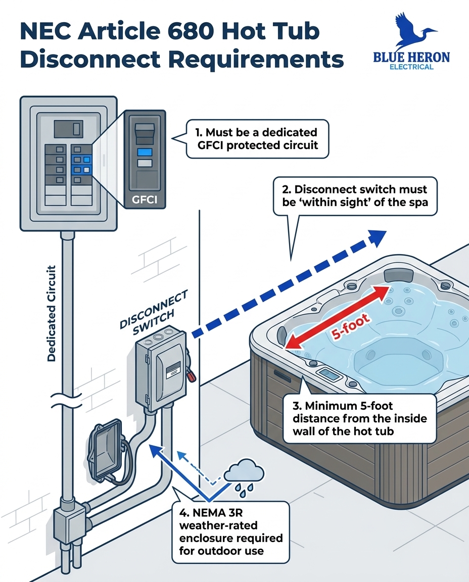 NEC Article 680 Hot Tub Disconnect Requirements