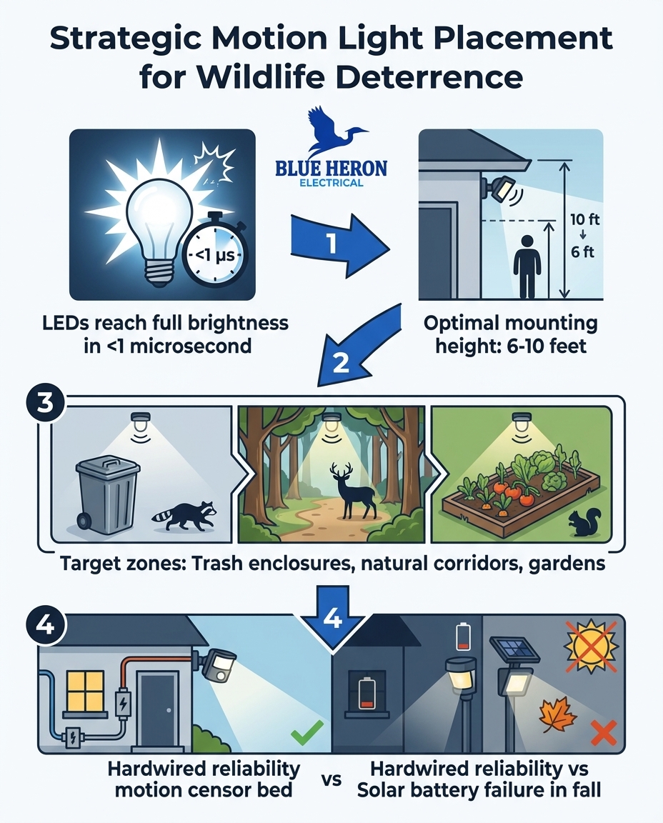 Strategic Motion Light Placement for Wildlife Deterrence