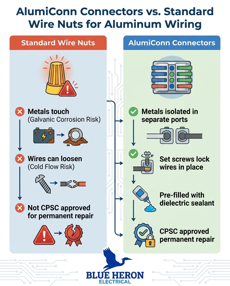AlumiConn Connectors vs. Standard Wire Nuts for Aluminum Wiring