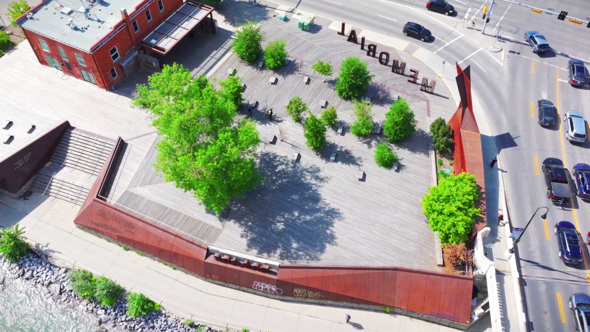 Poppy Plaza memorial in Kensington, Calgary