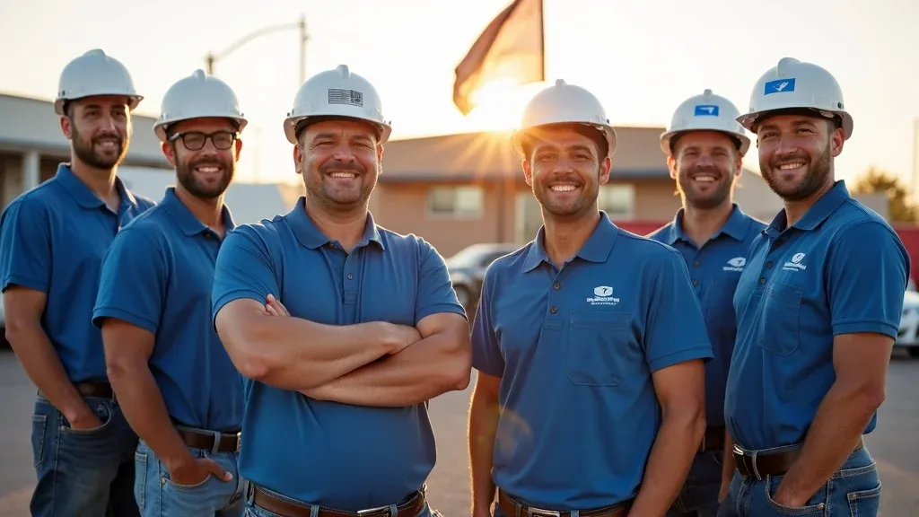 Experienced commercial roofing contractor team with branded vehicles in Roswell NM