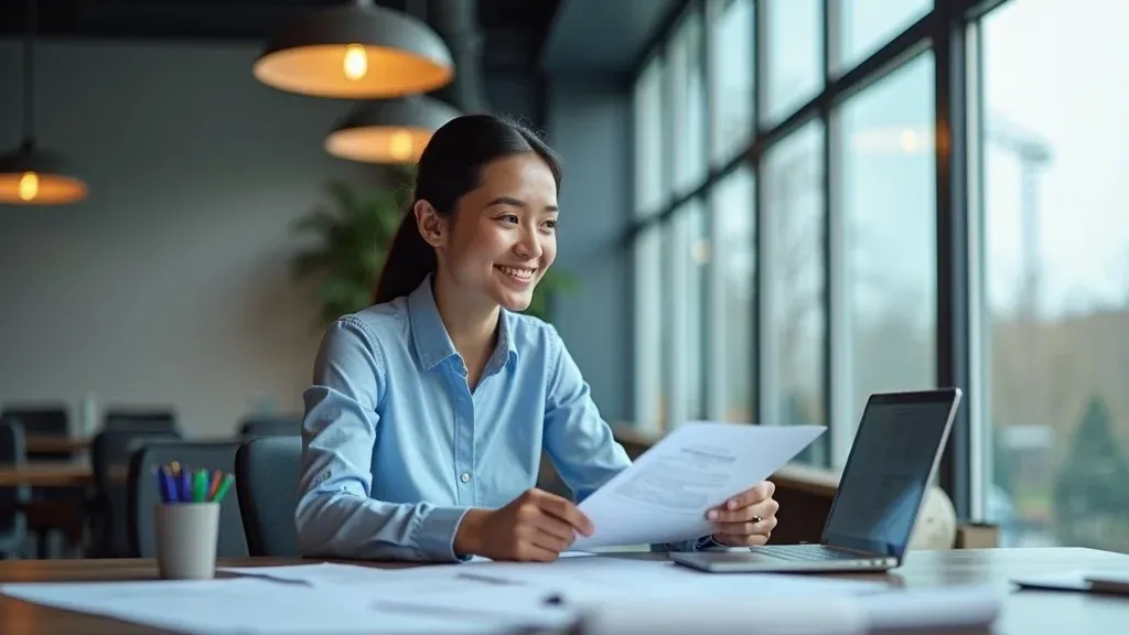 Business professionals reviewing energy bills indoors with view of energy-efficient roofing in Carlsbad NM; comfort and satisfaction, commercial roof