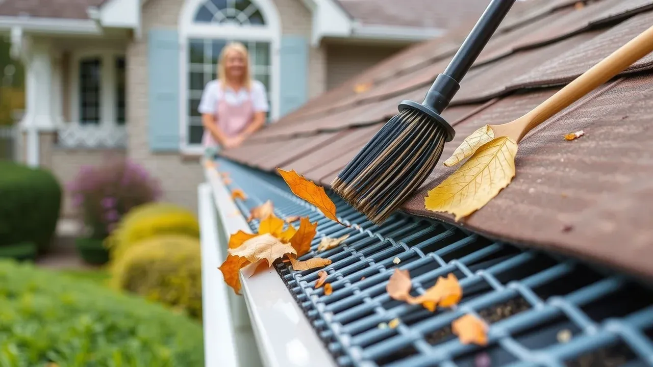 Close-up of newly installed gutter guards on a Carlsbad NM home, highlighting clean gutter system and debris prevention