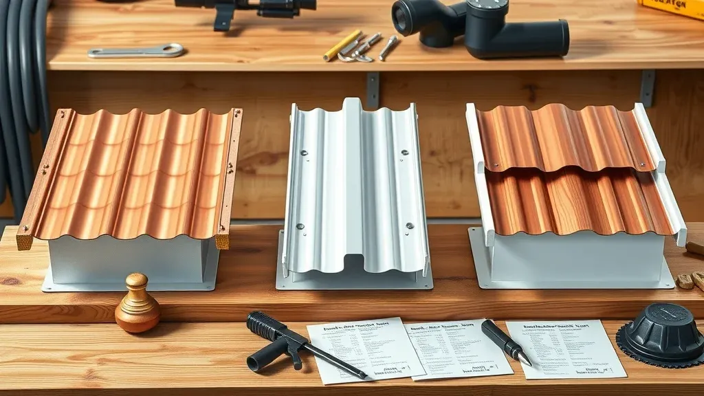 Comparison of copper, aluminum, and seamless gutters for professional gutter services in Carlsbad NM, illustrating price differences