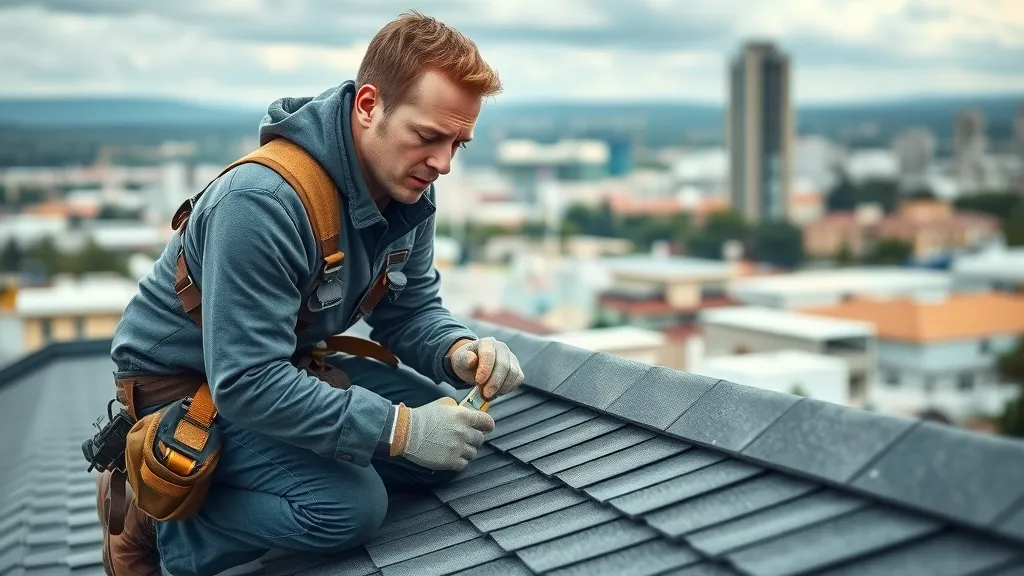 Professional roofer conducting roof inspection in Rosewell on shingle roof — rosewell roof maintenance