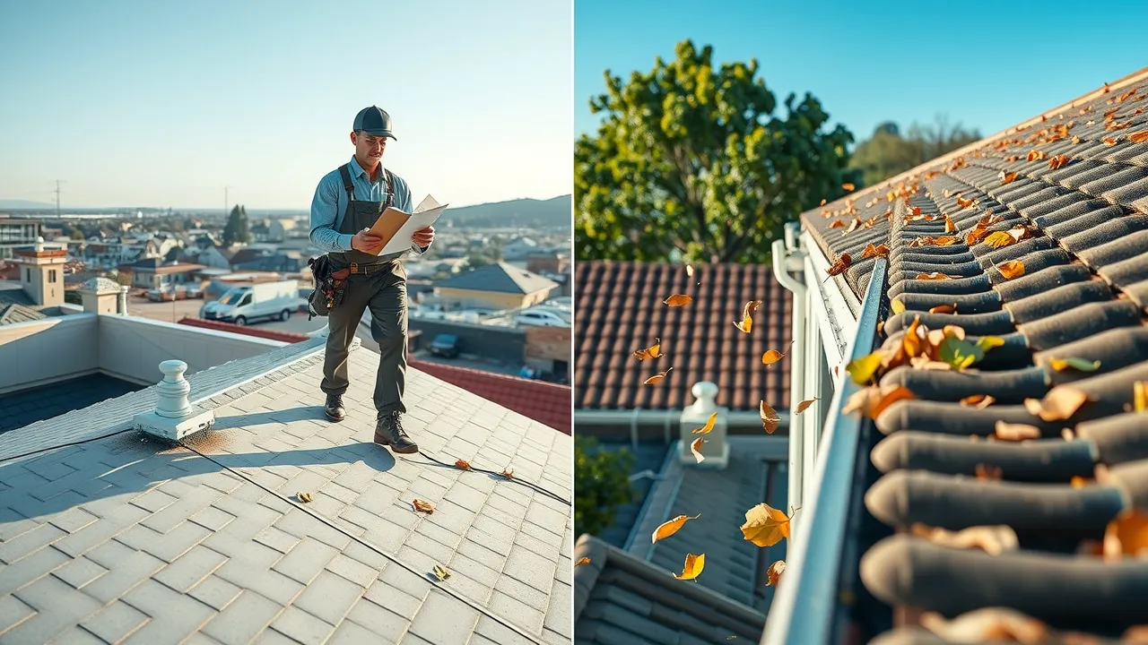 Step-by-step visual of roof maintenance in Roswell — expert roof inspection and gutter cleaning
