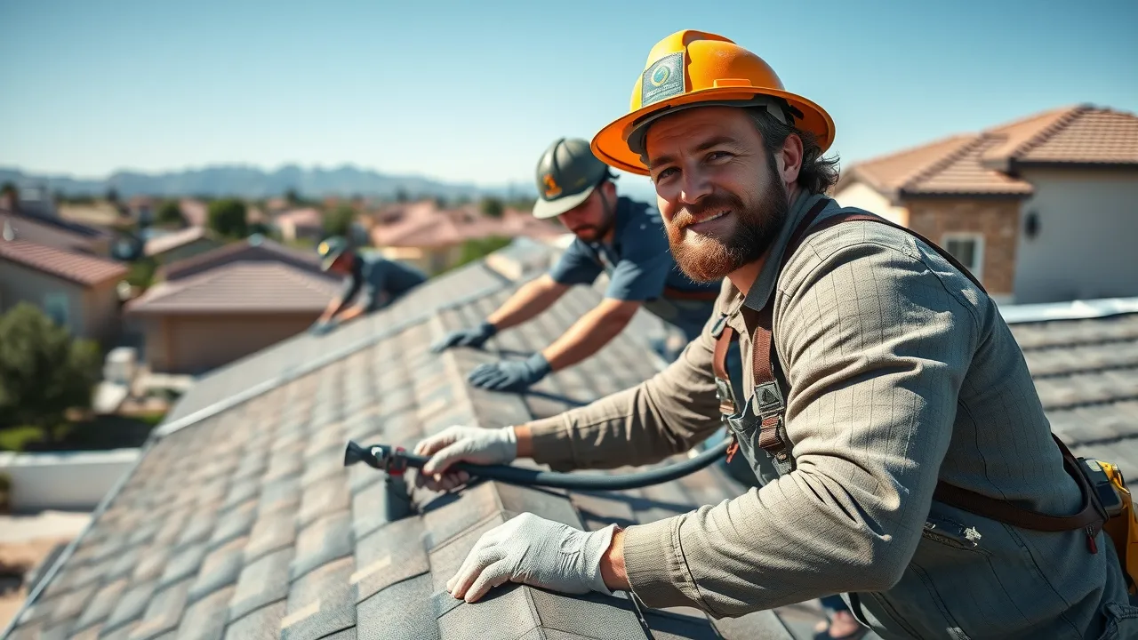 roof replacement in Eunice - Professional roofing team at work installing new shingles on a sunny day in a Eunice neighborhood