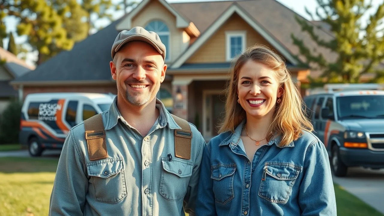Two professional roofing contractors shaking hands with a homeowner after a successful Roswell roof inspection