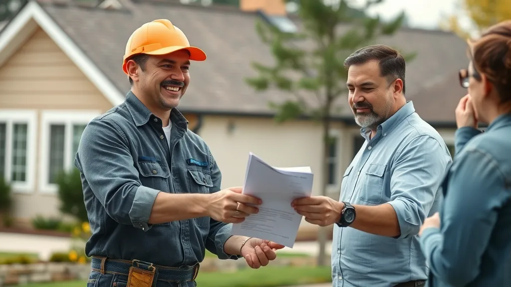 Two engineers reviewing blueprints in an office, discussing project details.