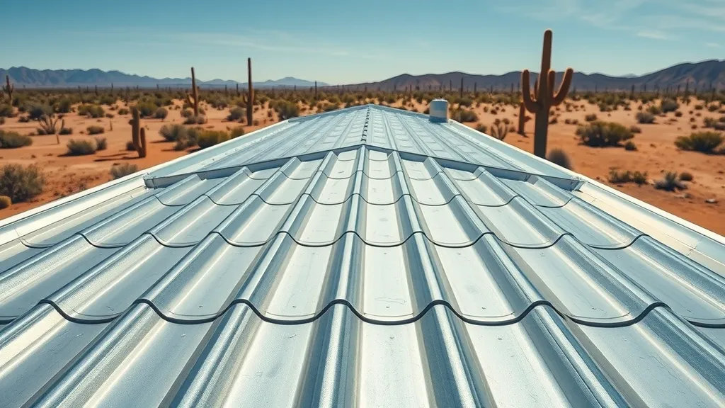 Sturdy modern metal roof shimmering under Carlsbad desert sun, showcasing durability and heat resistance