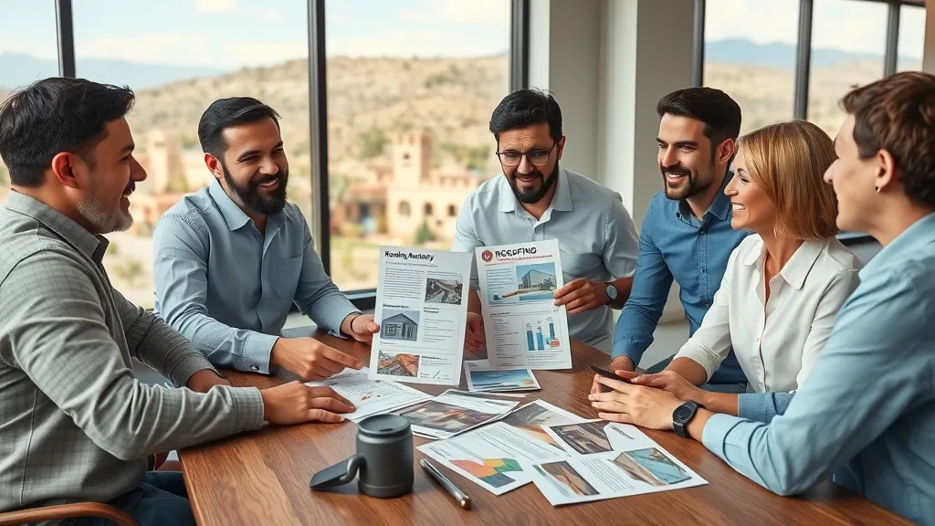 roofing contractors commercial roofing companies Carlsbad brochures warranty comparison photo office desert landscape