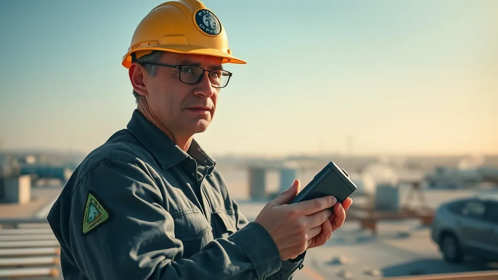 Inspector performs industrial roofing maintenance on Eunice New Mexico facility roof