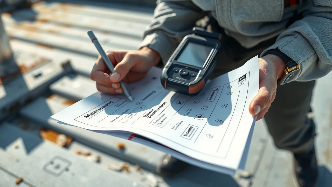 Close-up of hands using checklist during a Carlsbad roof inspection, emphasizing importance of regular inspections and roof maintenance in Carlsbad