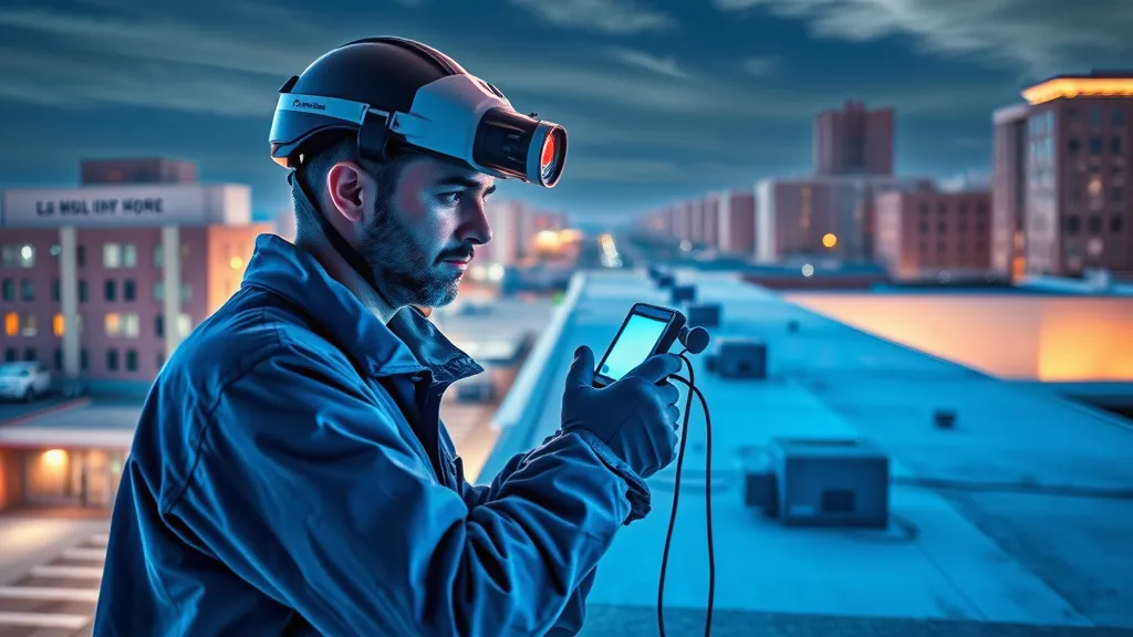 Technician using advanced infrared leak detection for commercial roof leak solutions Carlsbad NM