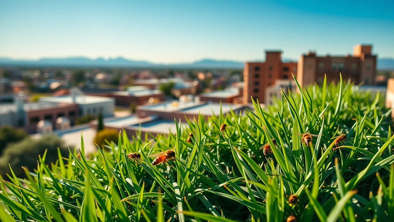 Lively green roof garden for eco-friendly commercial roof leak solutions Carlsbad NM