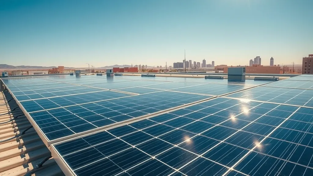 Modern solar panels integrated into commercial roofing for sustainable roof leak solutions Carlsbad NM