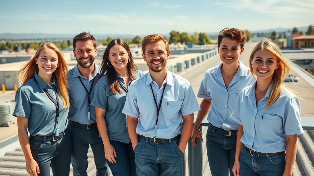 Carlsbad, NM school staff and roofing expert on a new commercial roof, smiling after successful school roof replacement project by Design Roof Services LLC.