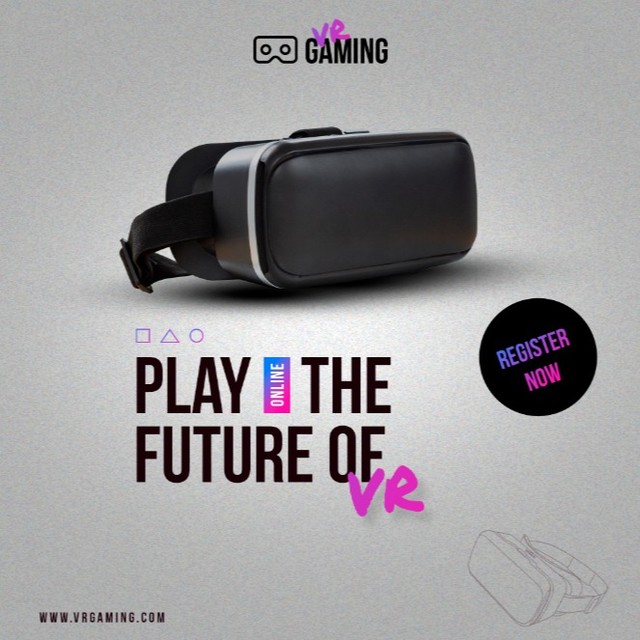 VR Gaming Play The Future social ad — VR headset product campaign design
