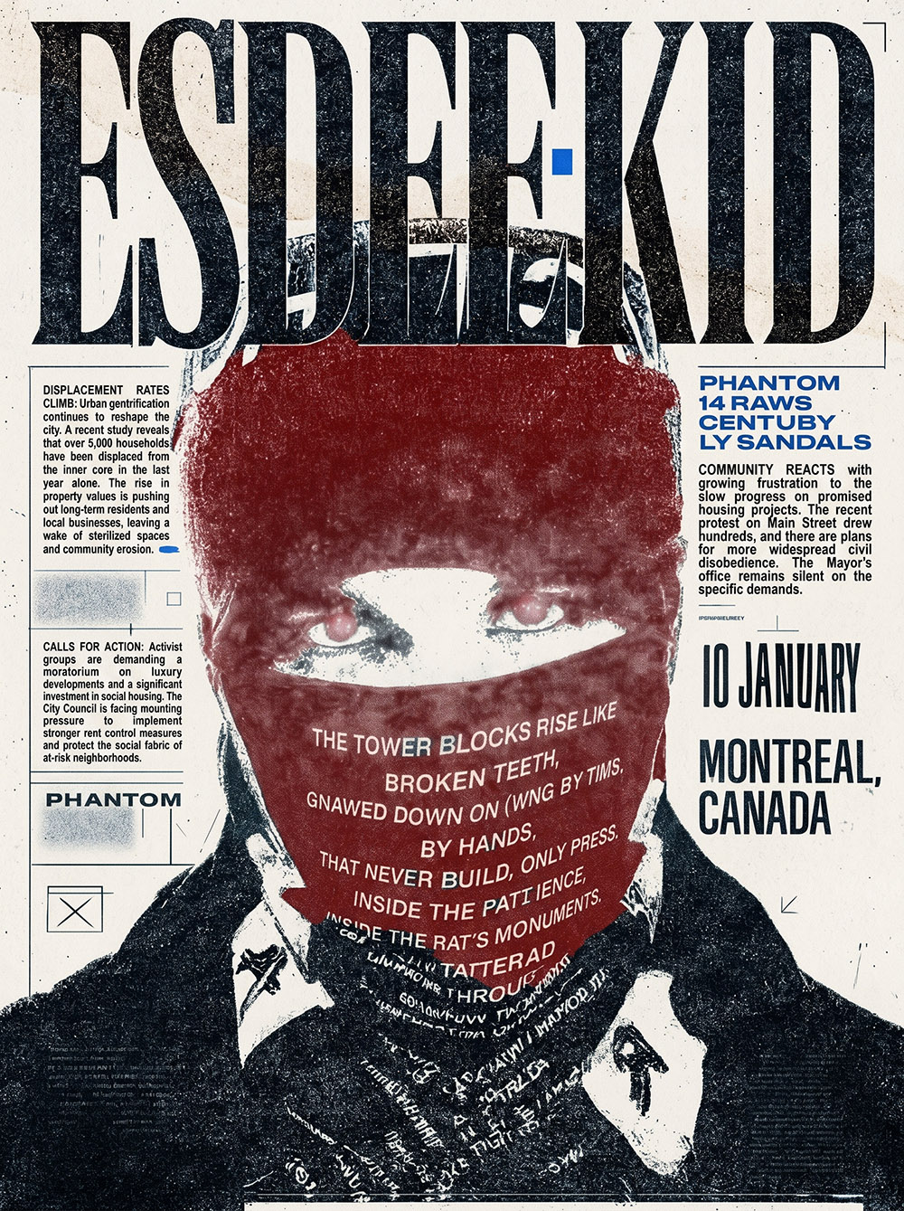 ESDEEKID editorial poster — bold typographic concert poster design with masked figure