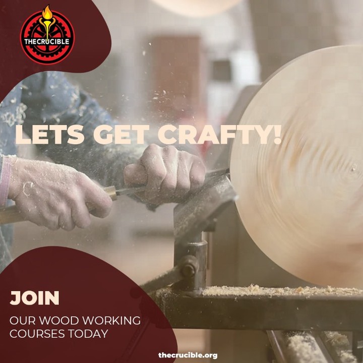 The Crucible social ad — pottery wheel with creative workshop advertising