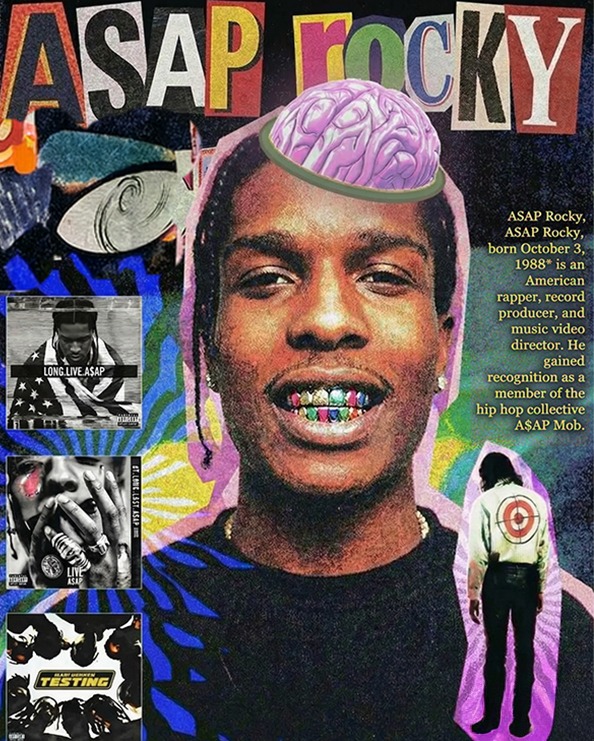ASAP Rocky editorial collage poster — mixed media music artist graphic design