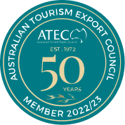 Seal of Australian Tourism Export Council member for 2022/23 celebrating 50 years since 1972.