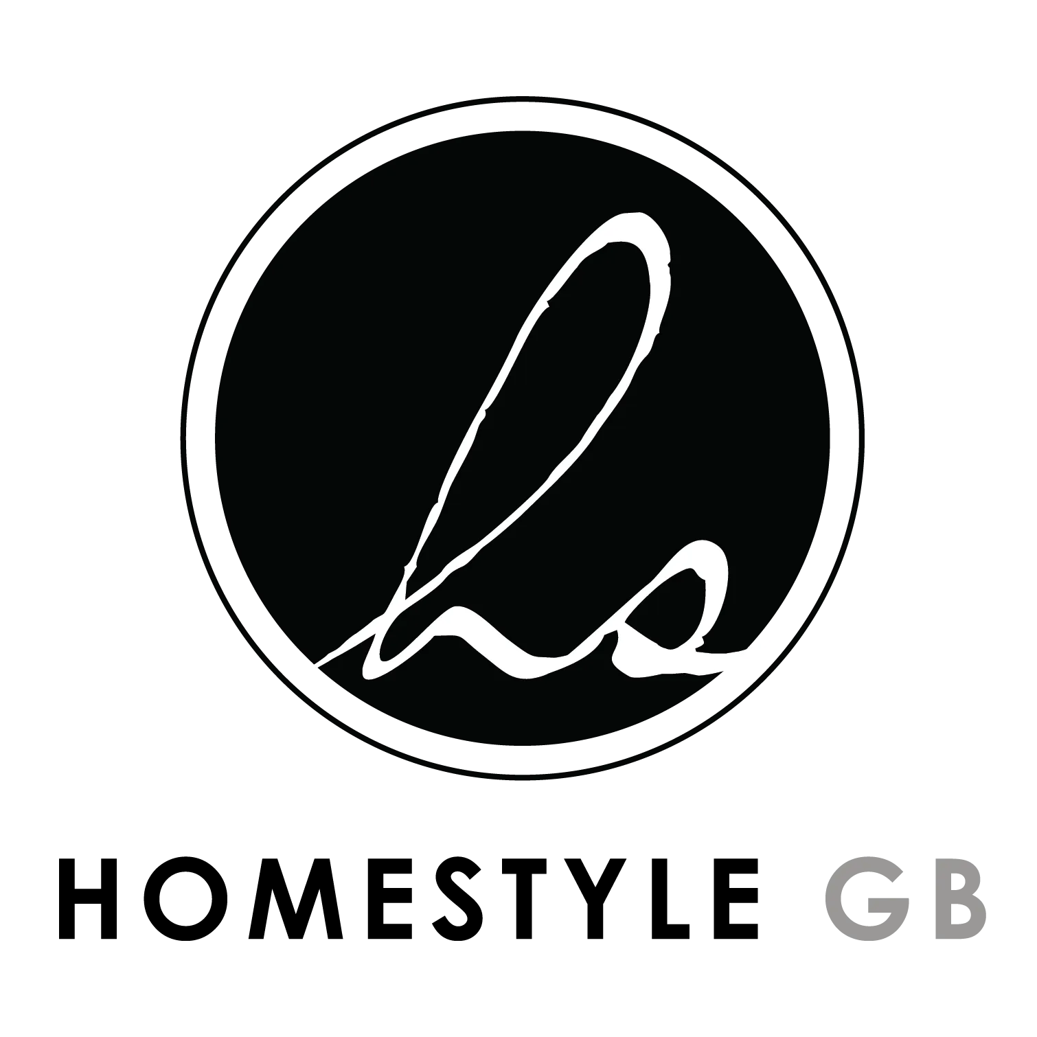 Homestyle GB logo with cursive 'la' inside a black circle and the text 'HOMESTYLE GB' below.