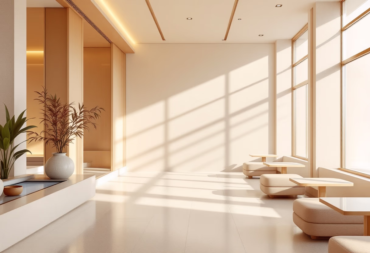 image of a relaxing restaurant waiting area (for a japanese restaurant)