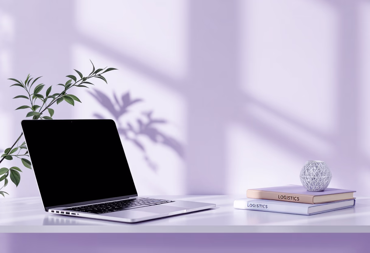 [background image] image of desk with a laptop (for a trucking company)