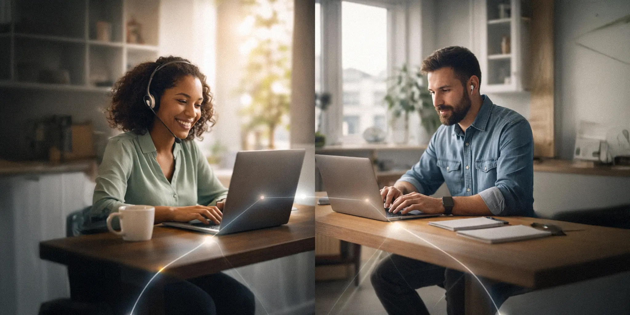 Remote team working from different locations, connected through digital collaboration