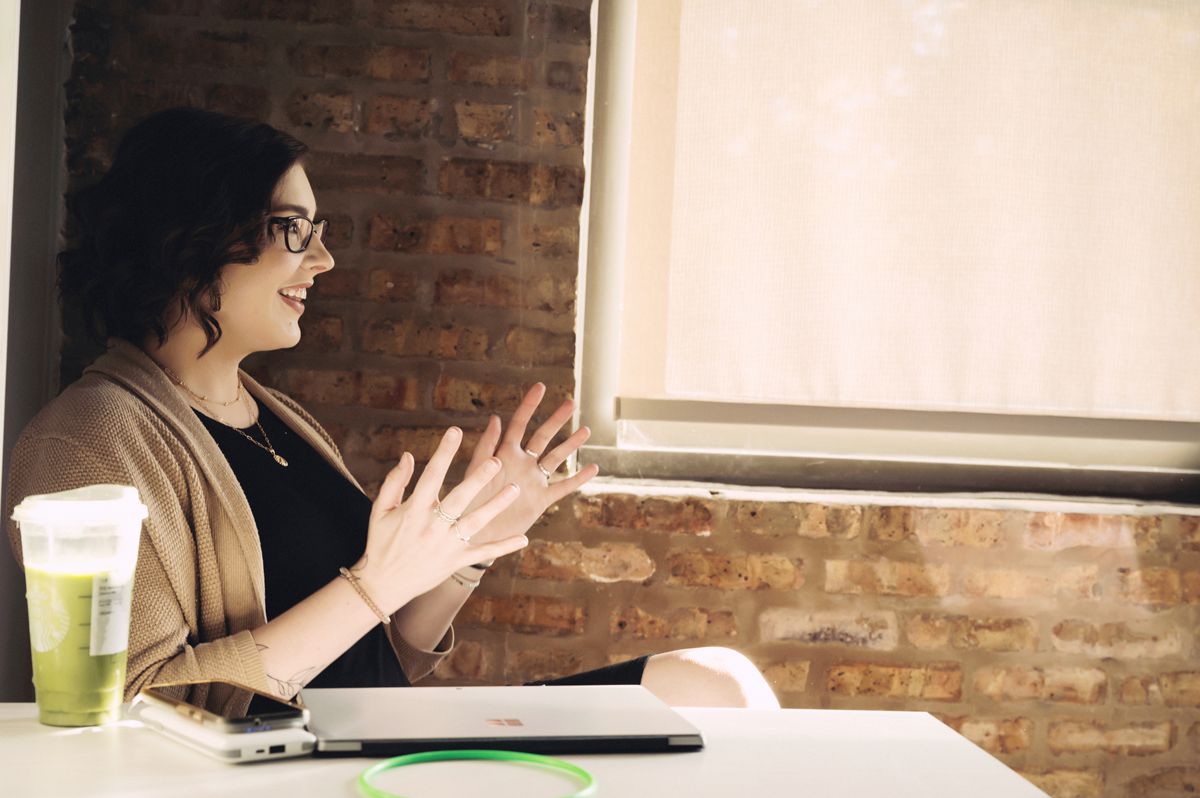female patient at Black Bear Academy smiling and talking to a patient