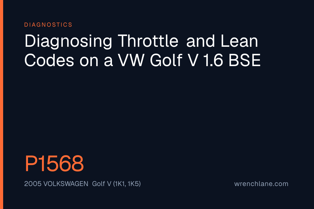 Diagnosing Throttle and Lean Codes on a VW Golf V 1.6 BSE