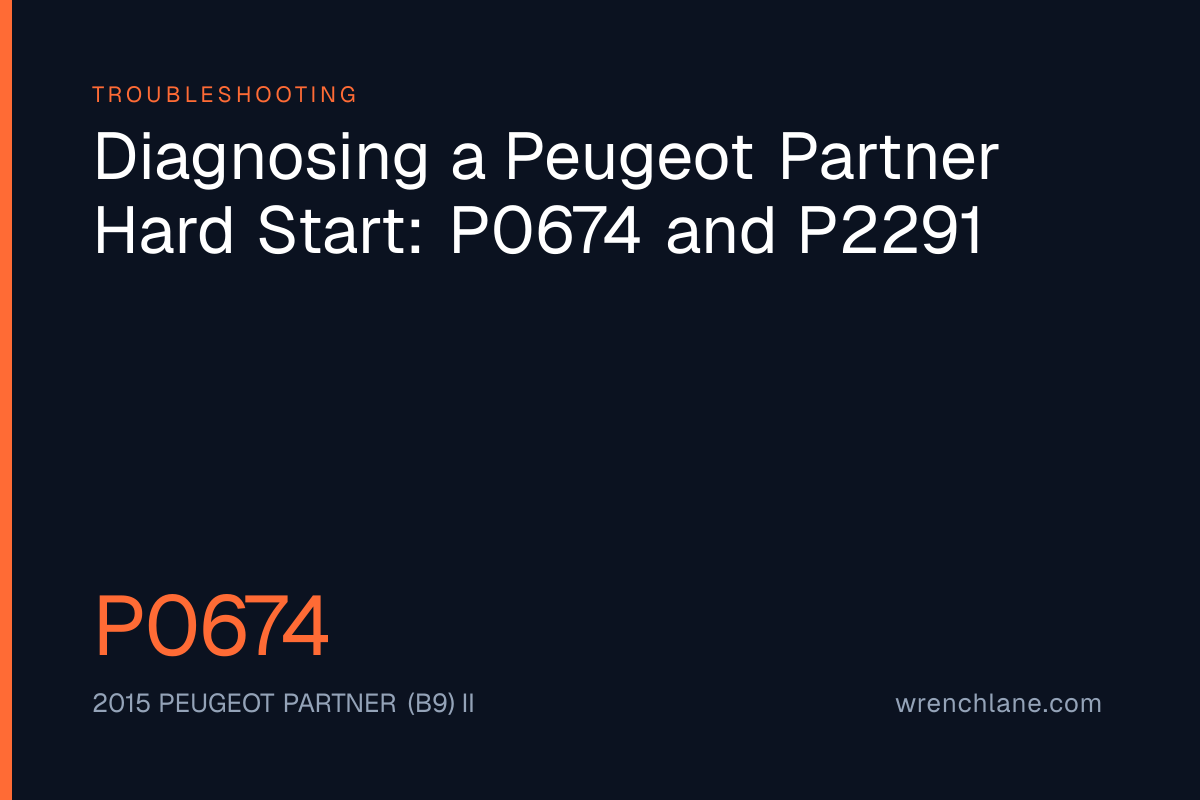 Diagnosing a Peugeot Partner Hard Start: P0674 and P2291