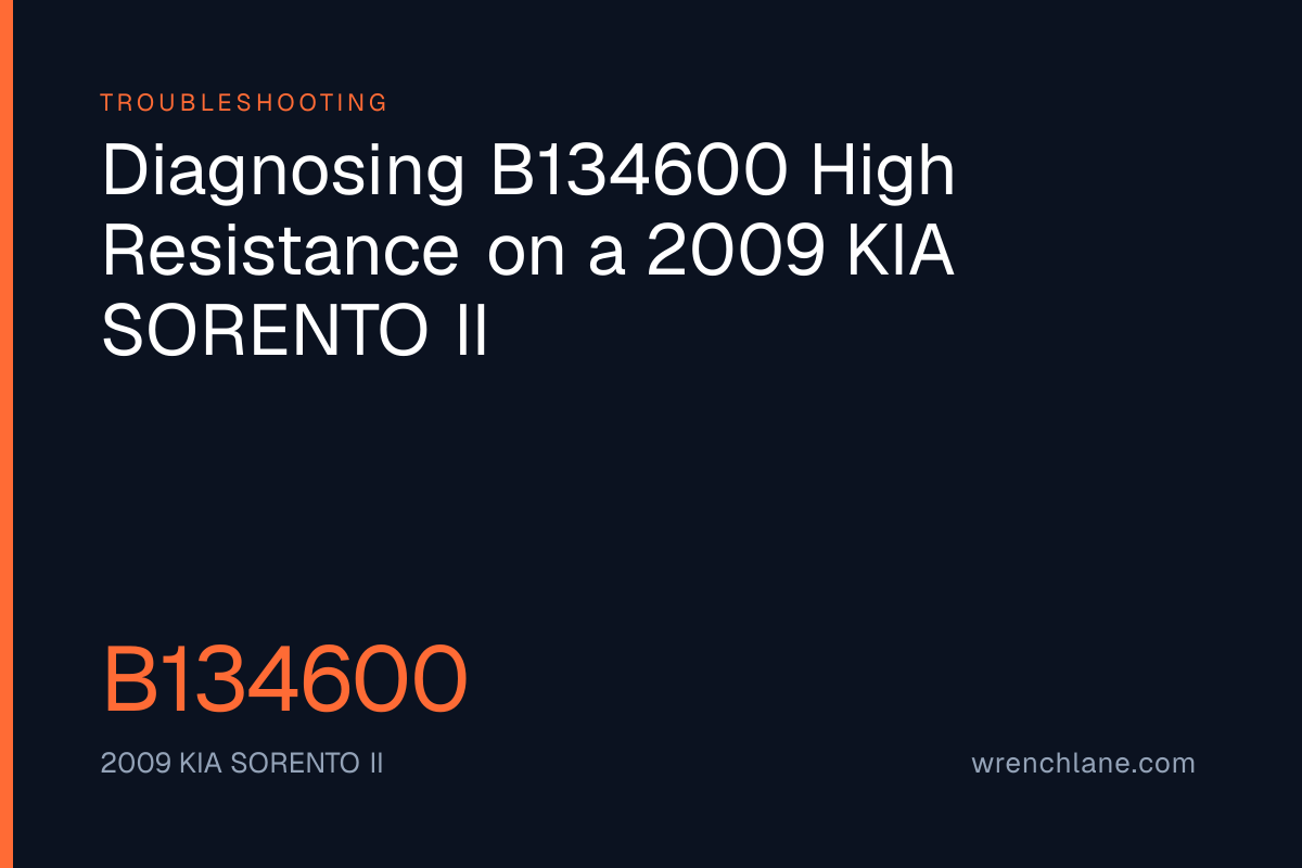Diagnosing B134600 High Resistance on a 2009 KIA SORENTO II