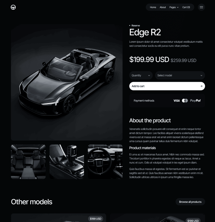 Motorflow - Single Product Main Page - Automotive Webflow Template | BRIX Templates
