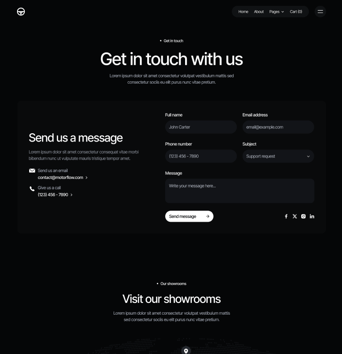 Motorflow - Contact V2 Main Page - Automotive Webflow Template | BRIX Templates
