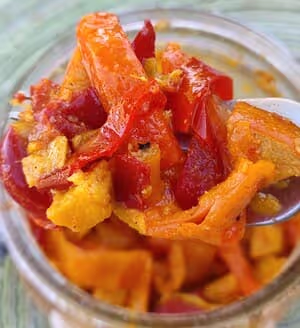 Achards lacto-fermentés poivrons et coings