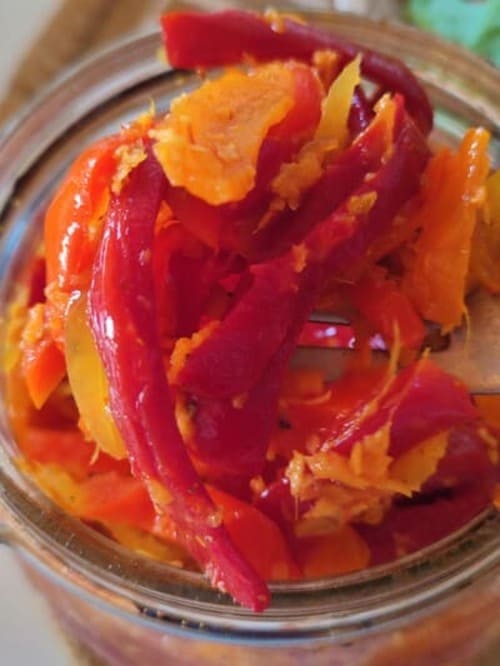 Achards laco-fermentés de poivrons