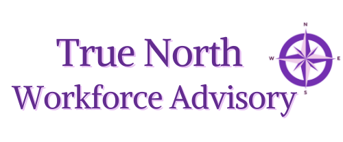 True North Workforce Advisory logo with purple text and a purple compass rose pointing north.