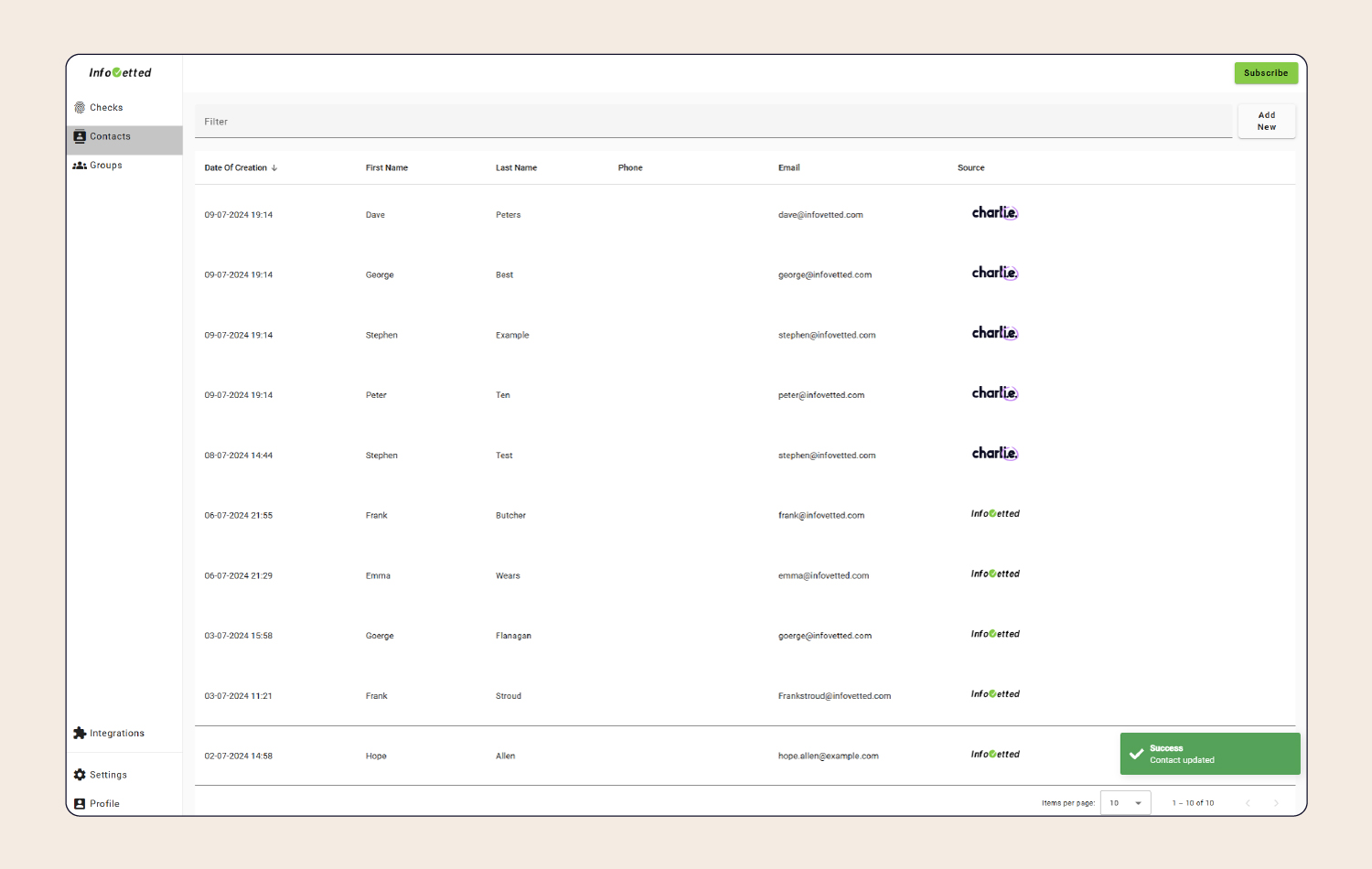 InfoVetted Screnshot