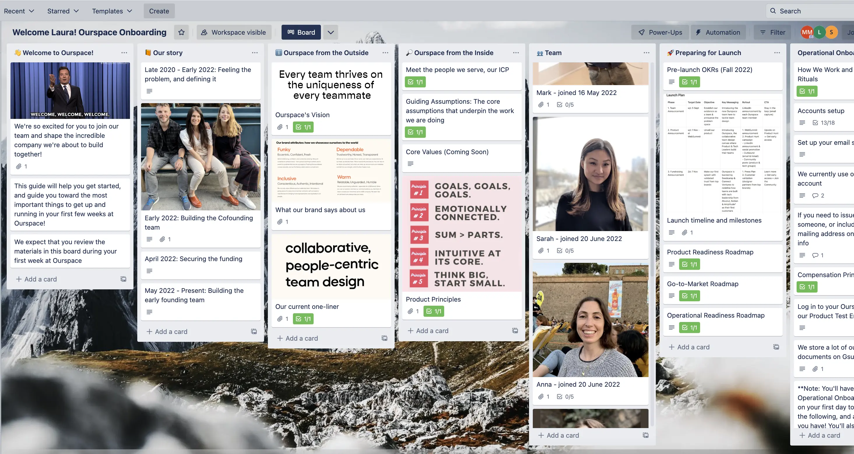 ourspace trello onboarding guide